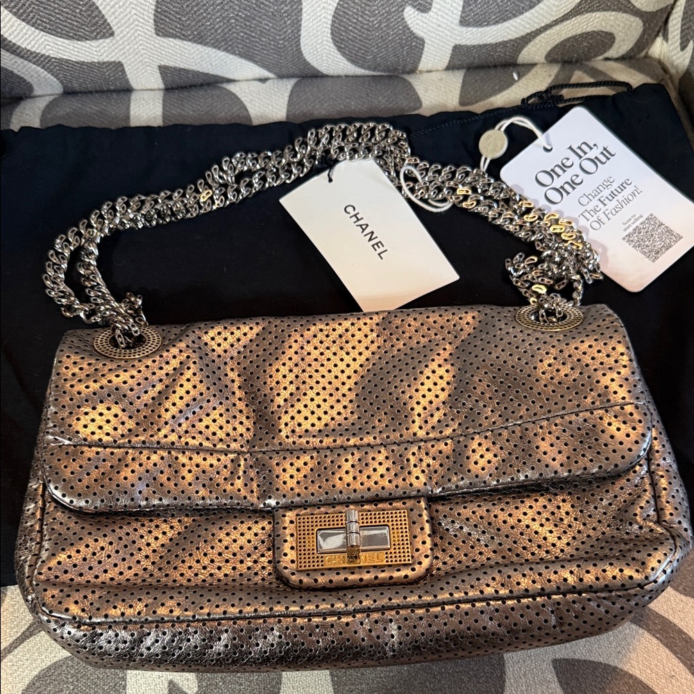 Chanel Shimmering Bronze Perforated Shoulder Bag